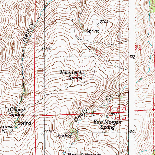 Topographic Map of Waterbirch Spring, OR