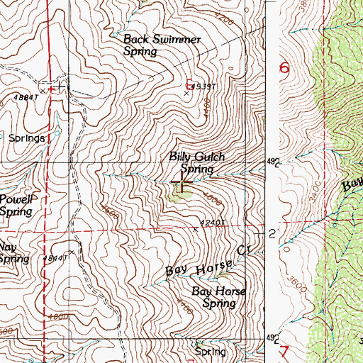 Topographic Map of Billy Gulch Spring, OR
