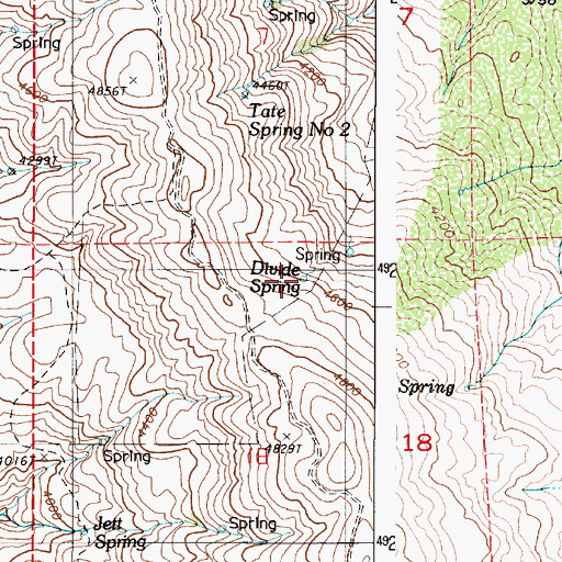 Topographic Map of Divide Spring, OR