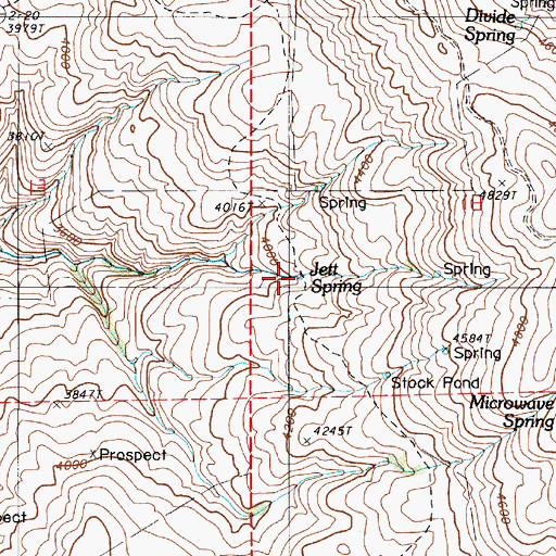 Topographic Map of Jett Spring, OR