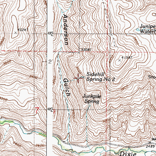 Topographic Map of Sidehill Spring Number Two, OR