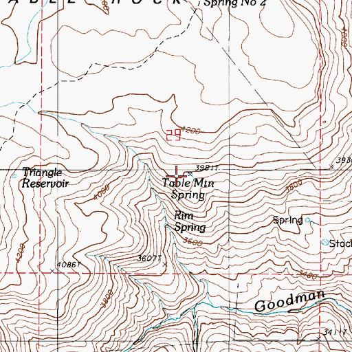 Topographic Map of Table Mountain Spring, OR