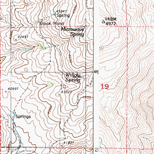 Topographic Map of Willow Spring, OR