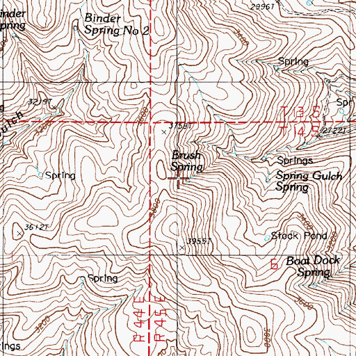 Topographic Map of Brush Spring, OR