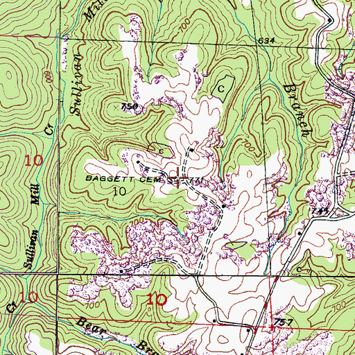 Topographic Map of Baggett Cemetery, AL