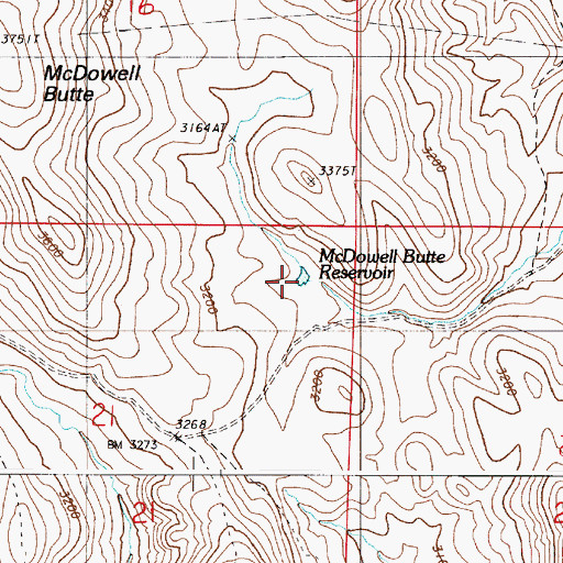 Topographic Map of McDowell Butte Reservoir, OR