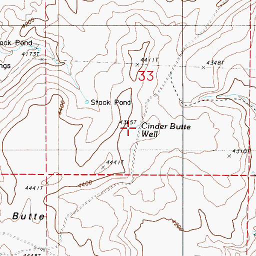 Topographic Map of Cinder Butte Well, OR