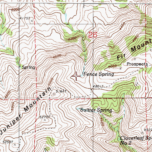 Topographic Map of Fence Spring, OR