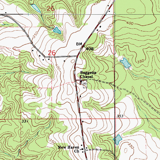Topographic Map of Baggetts Chapel, AL