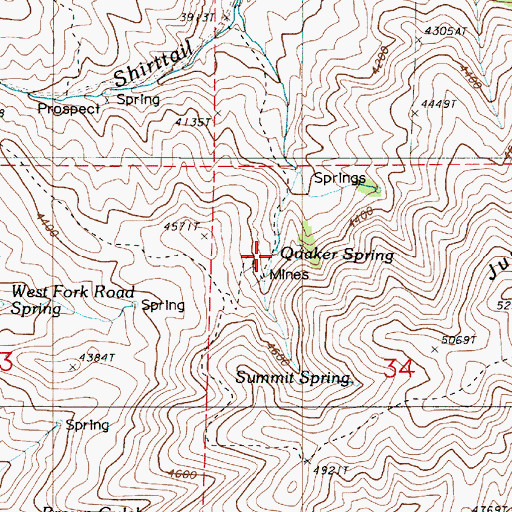 Topographic Map of Quaker Spring, OR
