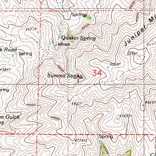 Topographic Map of Summit Spring, OR