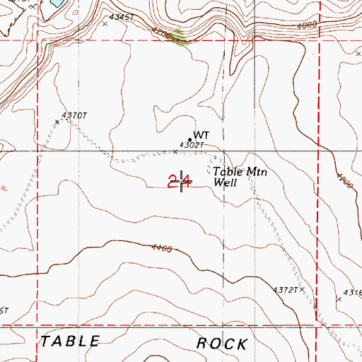 Topographic Map of Table Mountain Well, OR
