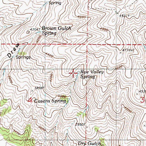 Topographic Map of Rye Valley Spring, OR