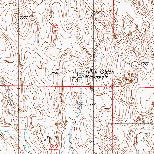 Topographic Map of Alkali Gulch Reservoir, OR