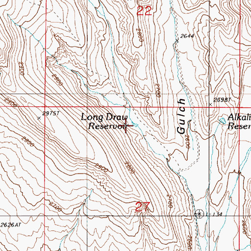 Topographic Map of Long Drain Reservoir, OR