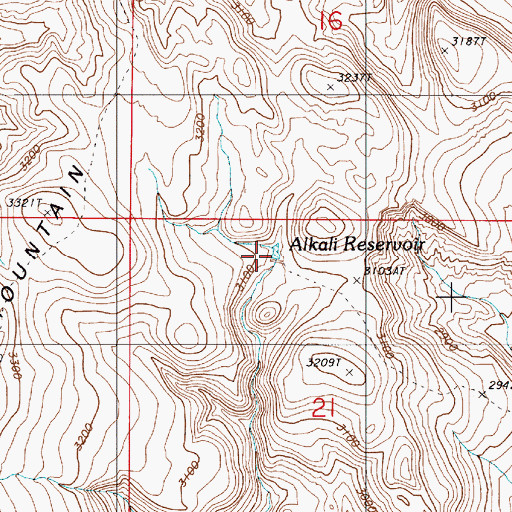 Topographic Map of Alkali Reservoir, OR
