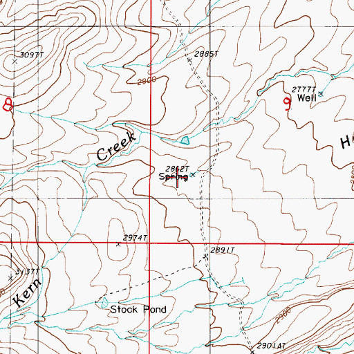 Topographic Map of Lower Kern Spring, OR