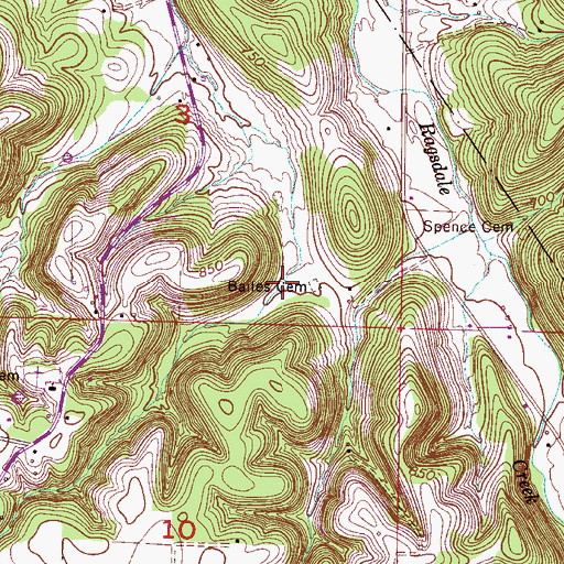 Topographic Map of Bailes Cemetery, AL