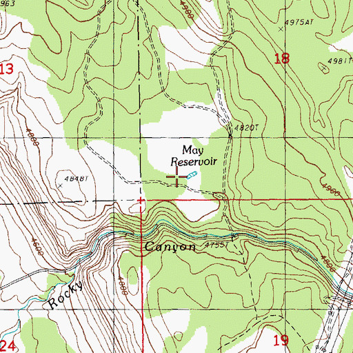 Topographic Map of May Reservoir, OR
