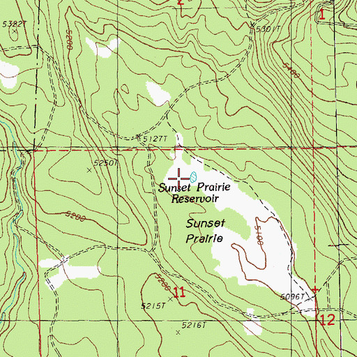 Topographic Map of Sunset Prairie Reservoir, OR