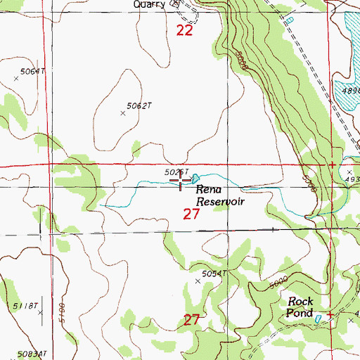 Topographic Map of Rena Reservoir, OR