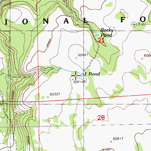 Topographic Map of J Pond, OR