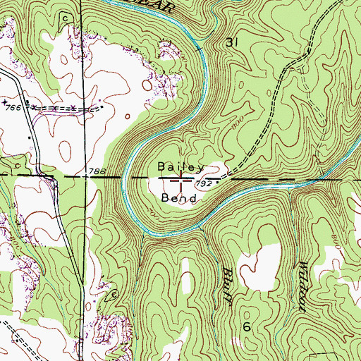 Topographic Map of Bailey Bend, AL