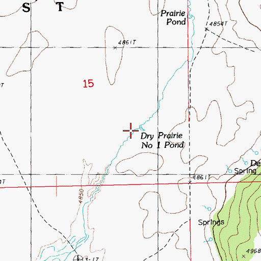 Topographic Map of Dry Prairie Number One Pond, OR