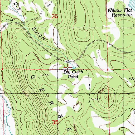 Topographic Map of Dry Gulch Pond, OR