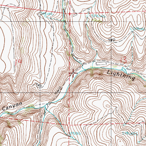 Topographic Map of North Fork Lightning Creek, OR