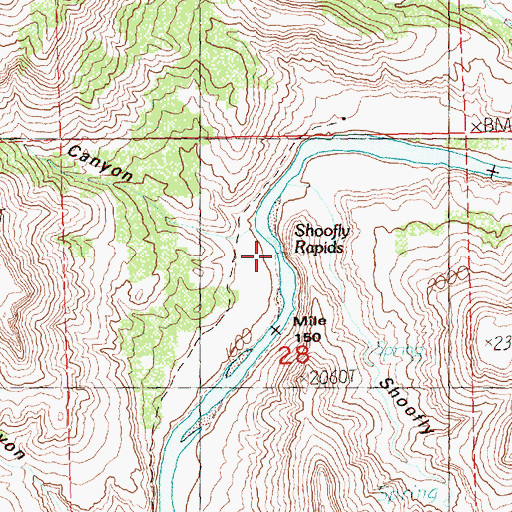 Topographic Map of Shoofly Rapids, OR