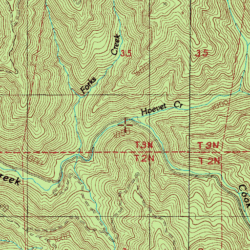 Topographic Map of Hoevet Creek, OR