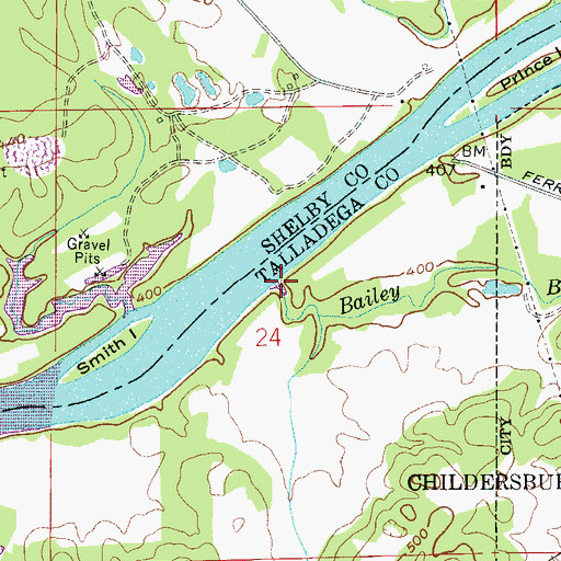 Topographic Map of Bailey Branch, AL