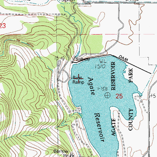 Topographic Map of Agate Dam, OR