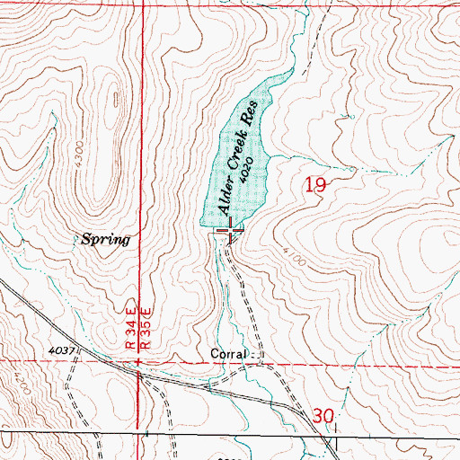 Topographic Map of Alder Creek Dam, OR