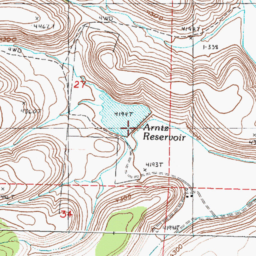 Topographic Map of Arntz Dam, OR