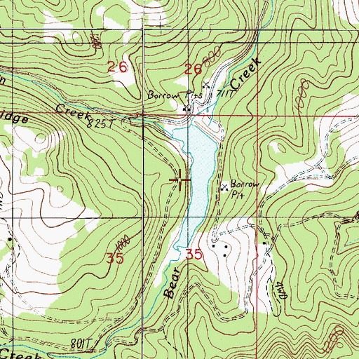 Topographic Map of Bear Creek Reservoir, OR