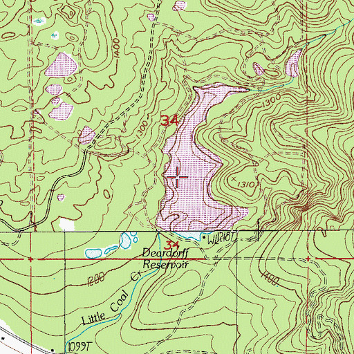 Topographic Map of Deardorff Reservoir, OR