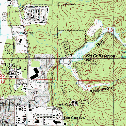Topographic Map of Big Creek Dam Number 1, OR