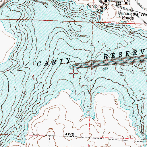 Topographic Map of Carty Reservoir, OR