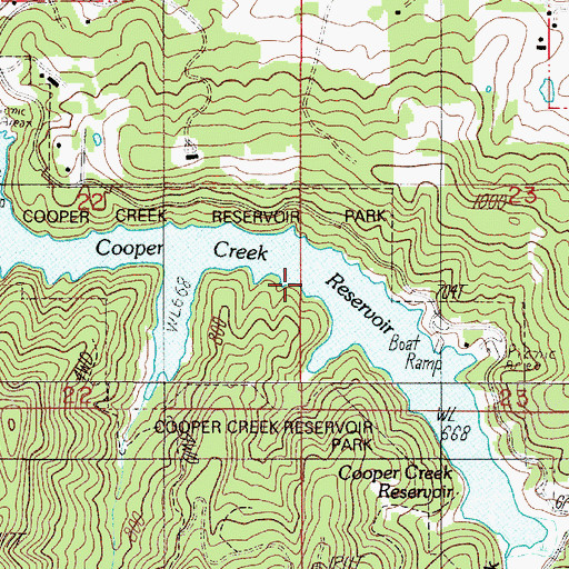 Topographic Map of Cooper Creek Dam, OR