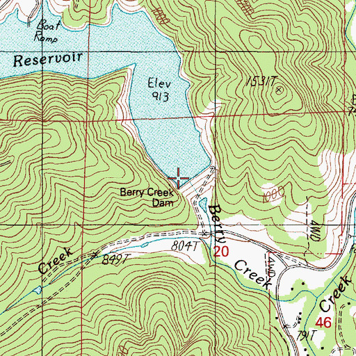 Topographic Map of Berry Creek Dam, OR