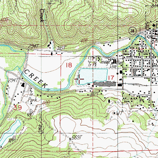 Topographic Map of Drain Plywood Company Log Pond, OR