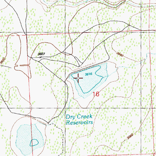 Topographic Map of Dry Creek Number Two Reservoir, OR