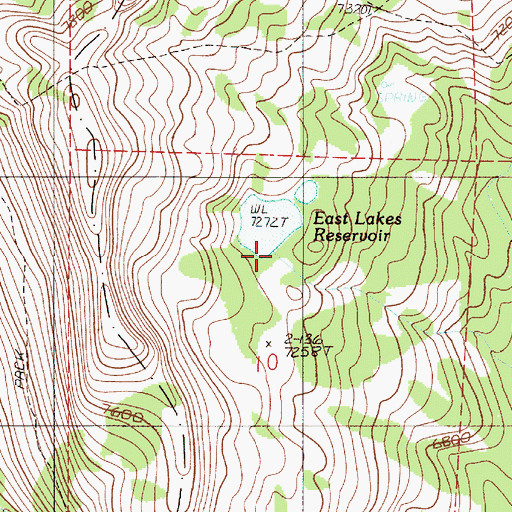 Topographic Map of East Lakes Dam, OR