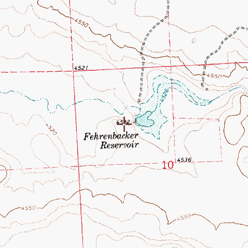 Topographic Map of Fehrenbacker Reservoir, OR