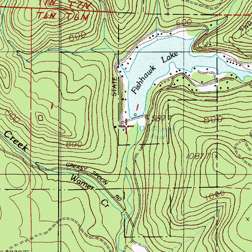 Topographic Map of Fishhawk Lake, OR