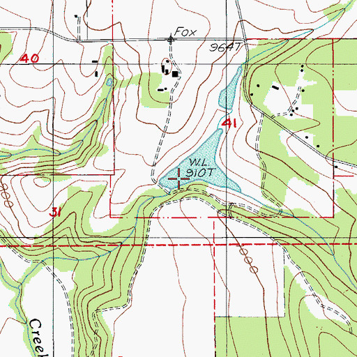 Topographic Map of Fox Dam, OR