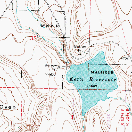 Topographic Map of Kern Brothers Dam, OR