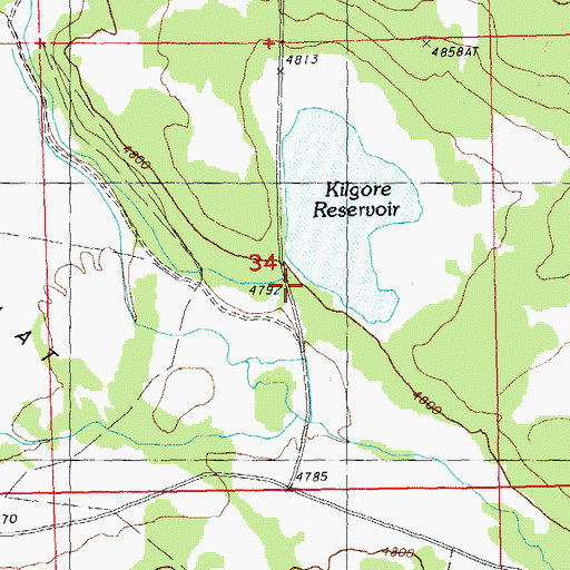 Topographic Map of Kilgore Dam, OR
